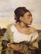 Eugene Delacroix Foraldralos girl pa kyrkogarden oil painting artist